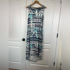 Nicole Miller Maxi Dress Size Large Beachy Coastal High Low Hem Long